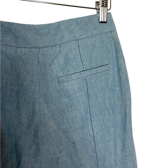 Hellessy | Wide Leg Flare Pants in Vintage Blue Chambray 4 - Picture 3 of 8